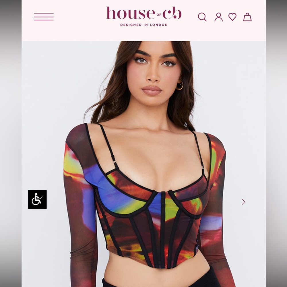 House of cb corset long sleeve mesh top